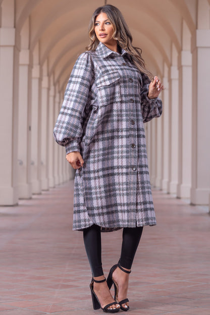 Plaid Tweed Coat: Checkmate Chic Ultra Cozy in Pink