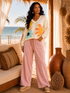 Wide Leg Corduroy Pants: Blush Crush