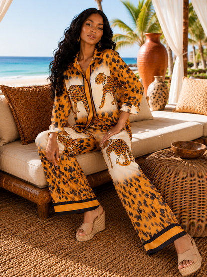 Animal Print Wide Leg Pant Set: Roaming The Wild