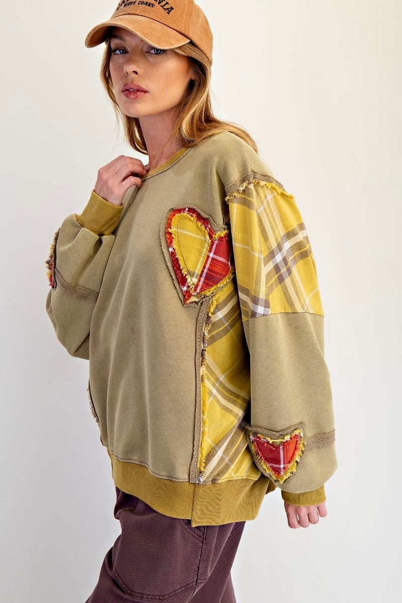 Heart Full of Sunshine Cozy Plaid Patch Outwear