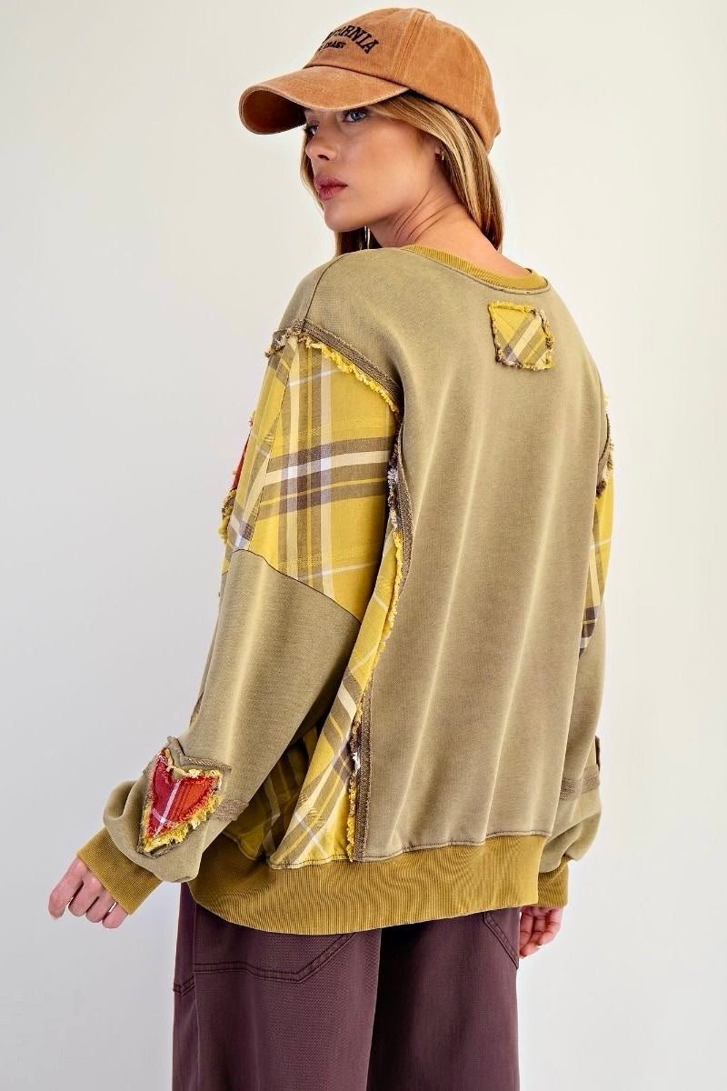 Heart Full of Sunshine Cozy Plaid Patch Outwear