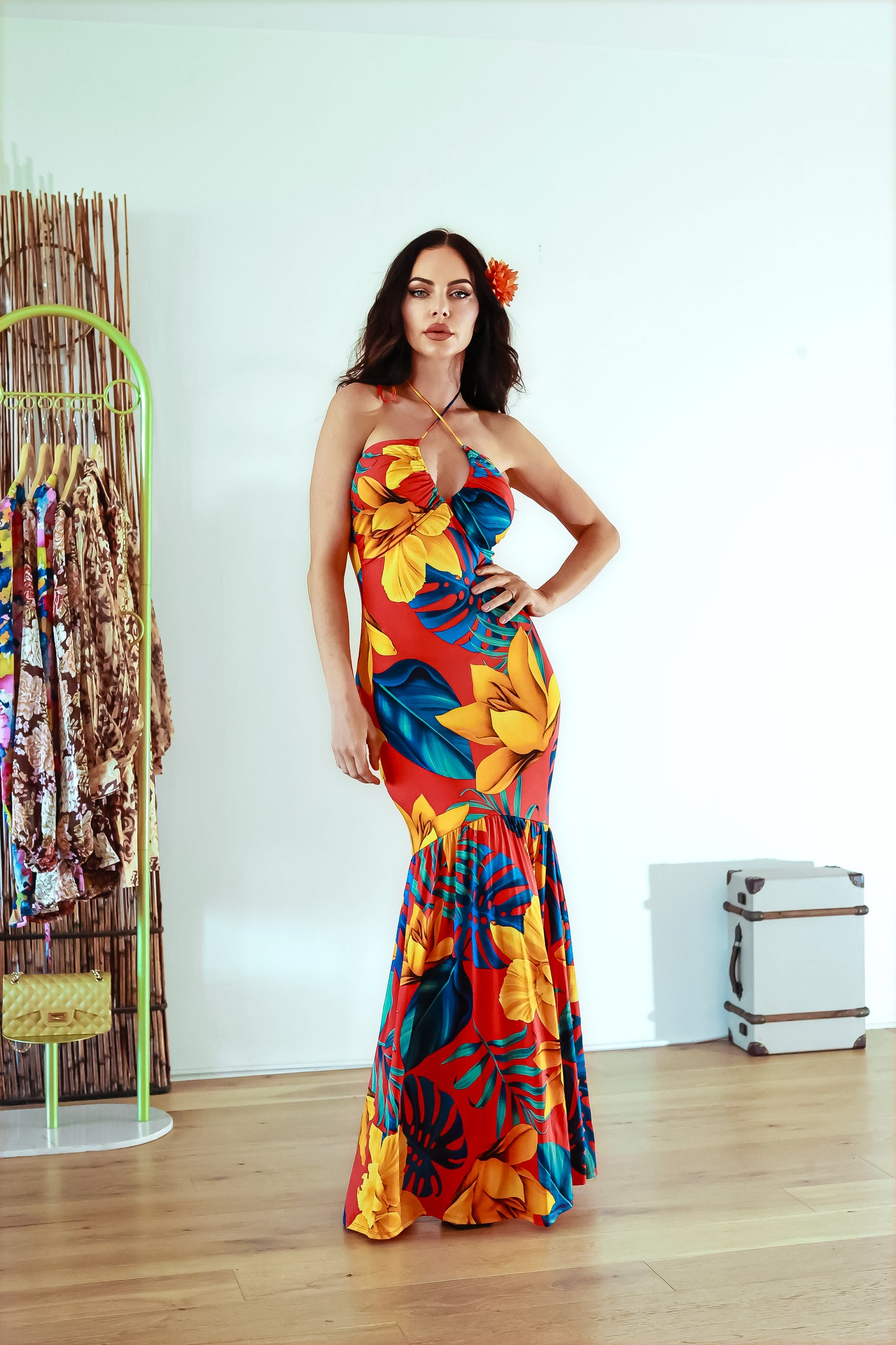 Maxi Dress With Slip: Fantasy Escape Sleeveless Floral Print