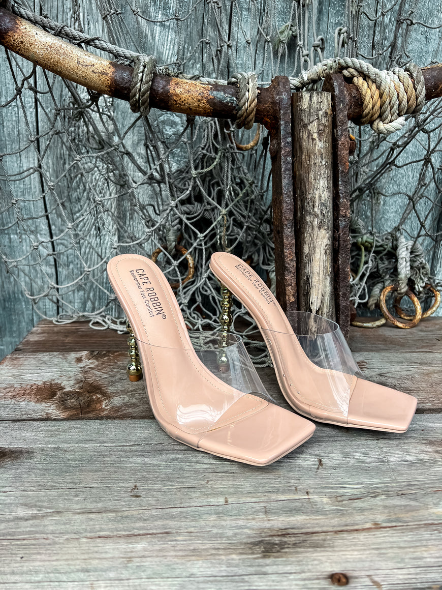 Showstopper Cape Robbin Nude Patent Leather Heels