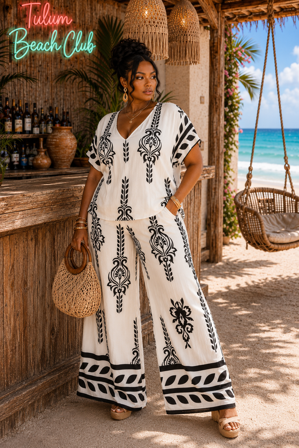 Plus Size Wide Leg Pant Set : Intoxicating Curve Appeal