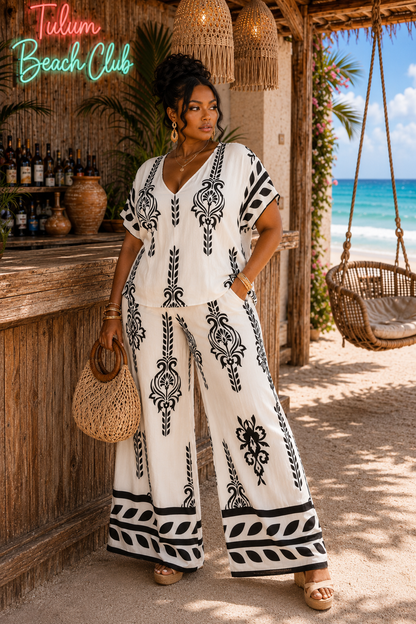 Plus Size Wide Leg Pant Set : Intoxicating Curve Appeal