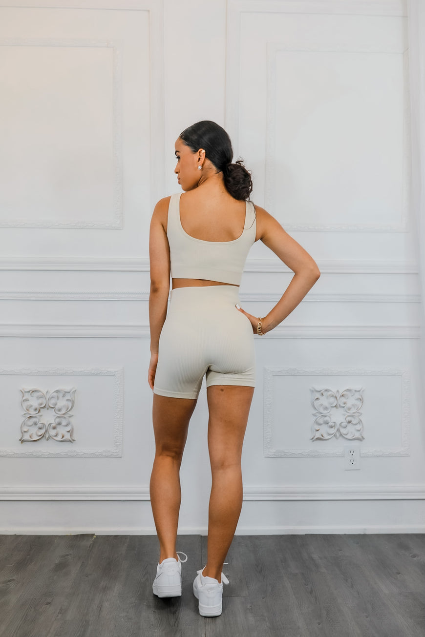 MotionFit  Seamless Ribbed Active Set In Ivory