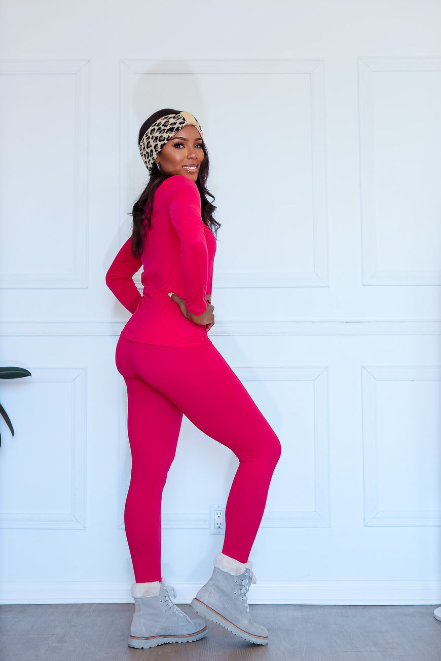 Long Sleeve Crew Neck Top & Leggings: Chilling in Style Microfiber