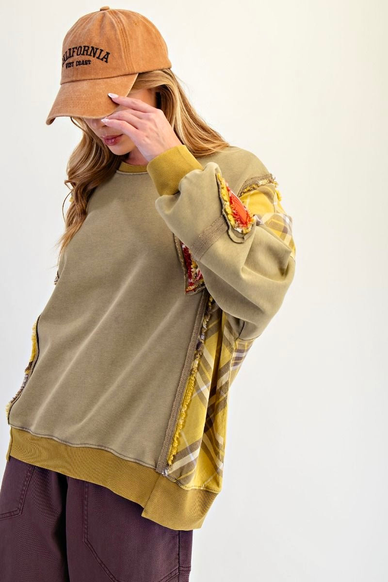 Heart Full of Sunshine Cozy Plaid Patch Outwear