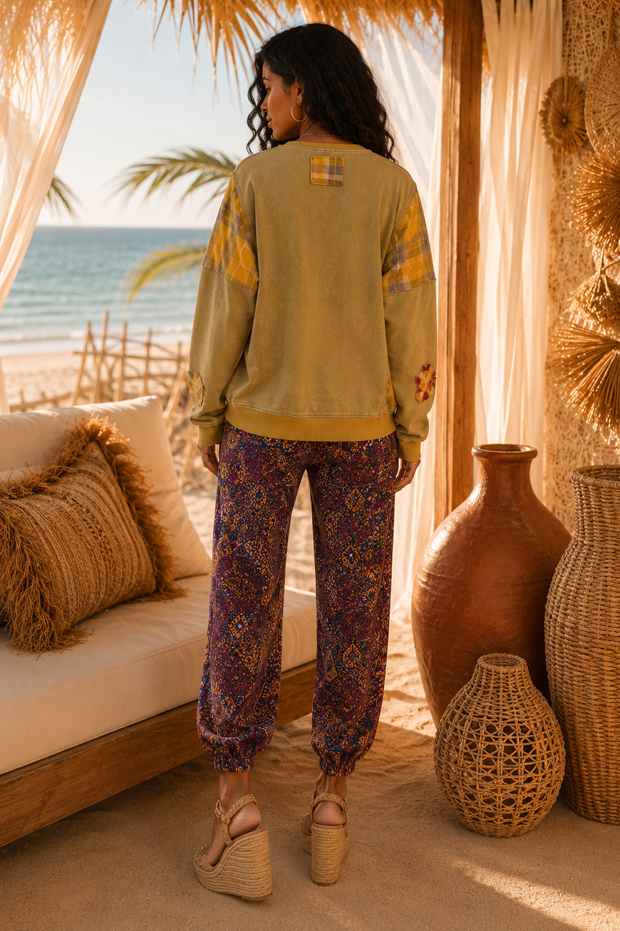 Heart Full of Sunshine Cozy Plaid Patch Outwear