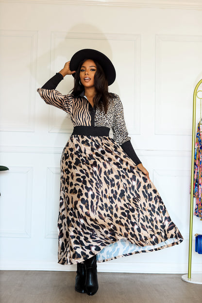 Animal Print Long Sleeve Maxi Dress: On the Hunt Safari
