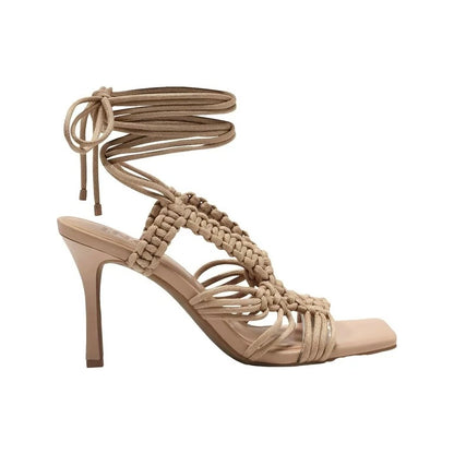 Square Toe Stiletto: Vacay Ready Strappy Lace Padded Ankle Strap