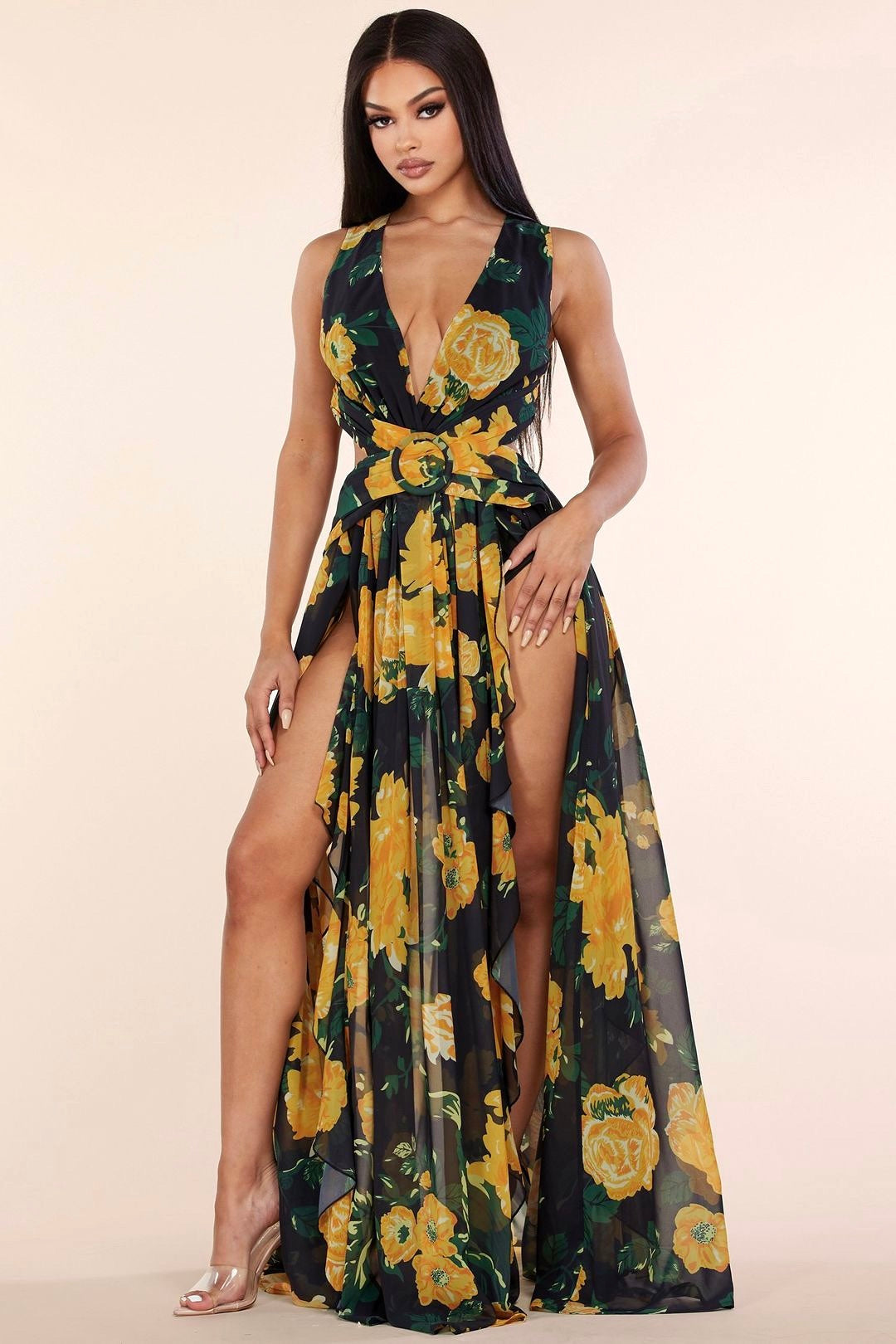 Floral Maxi Dress With Slit: Vacay With Me Sleeveless