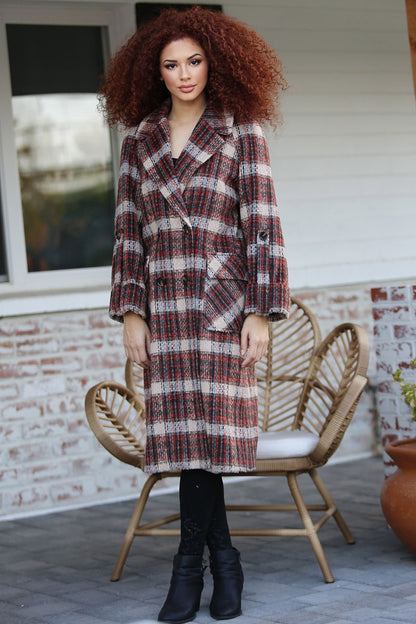 Plaid Trench Coat With Wide Sleeves: Don't Sweat it tartan Pattern
