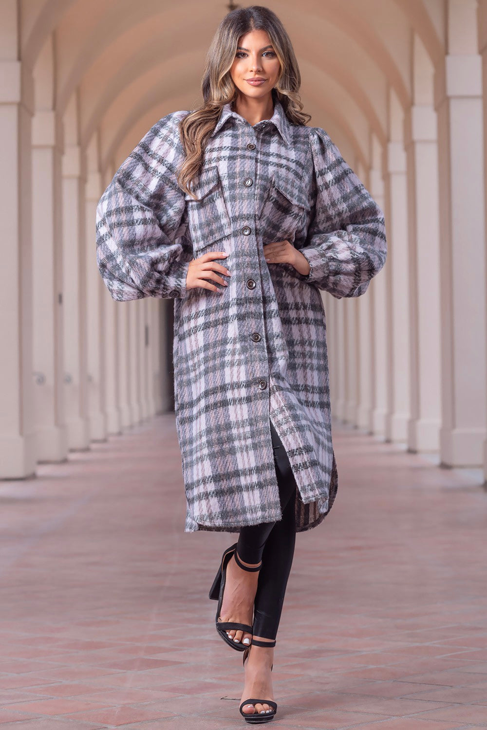 Plaid Tweed Coat: Checkmate Chic Ultra Cozy in Pink