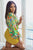 Style & Grace Golden Opulence Color-Block Satin Drape Front Bodysuit Skirt Set