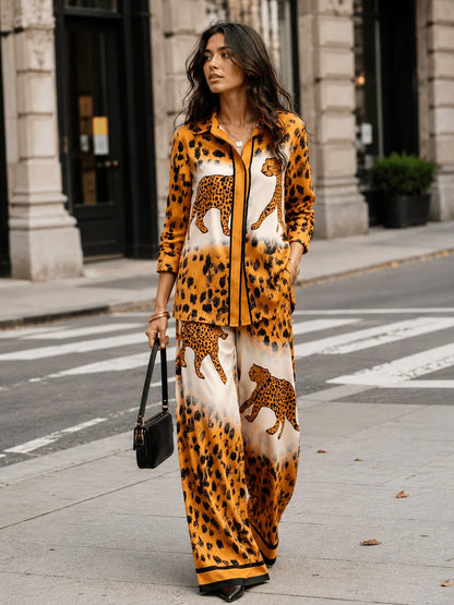 Animal Print Wide Leg Pant Set: Roaming The Wild