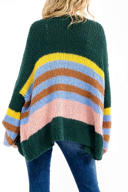 Wrap Up In Colorblock Long Sleeve Button Closure Cardigan