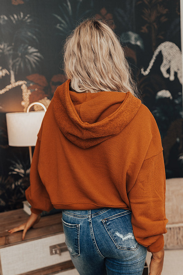 Oh La La French Terry Crop Hoodie In Almond