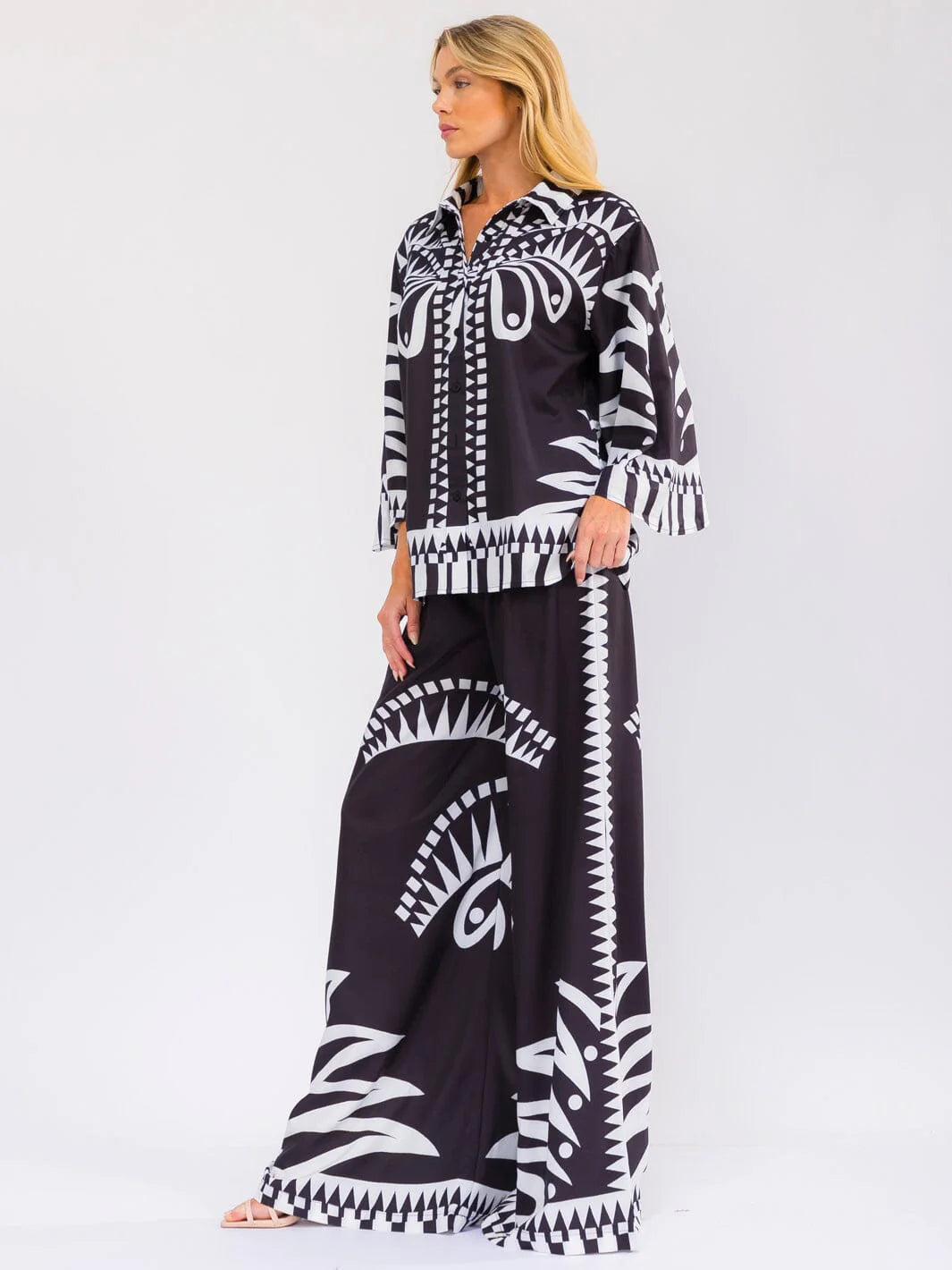 Multi-Print Wide Leg Pants Set : Tropic Bliss