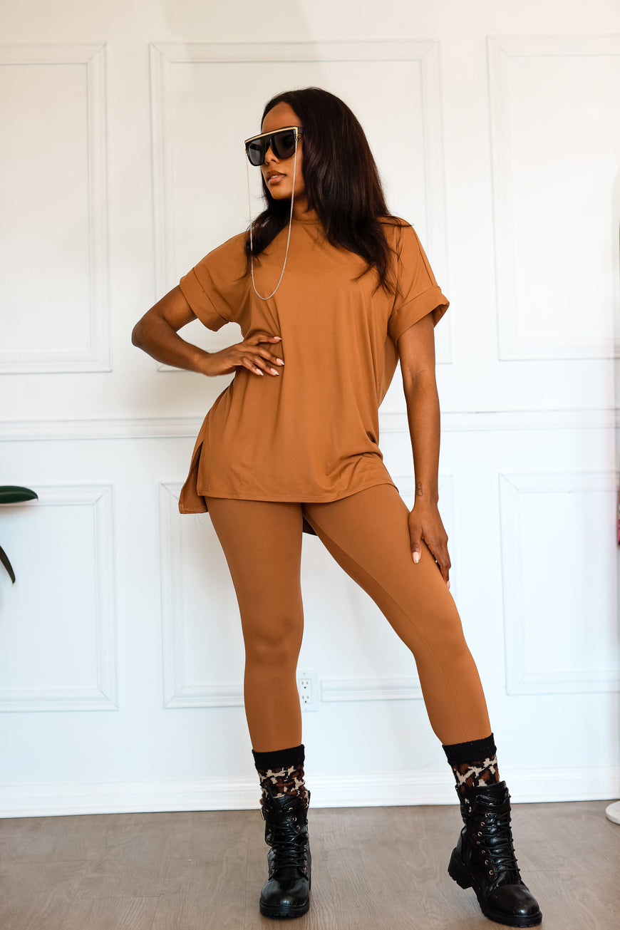 Soft Ladies Loungewear: Chill Mode Activated in Deep Camel Color