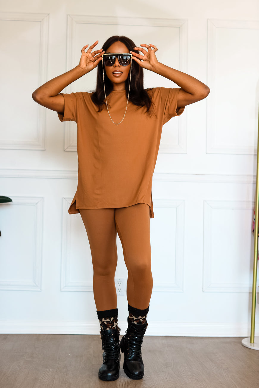 Soft Ladies Loungewear: Chill Mode Activated in Deep Camel Color