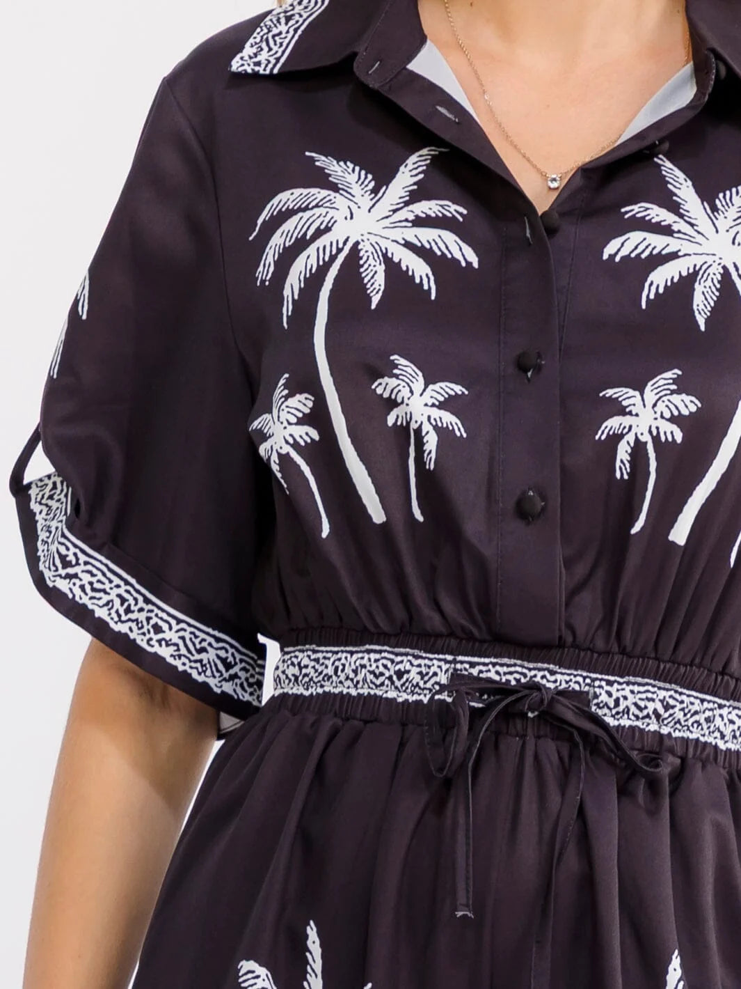Palm Print Wide Leg Jumpsuit : Tropical Gateway