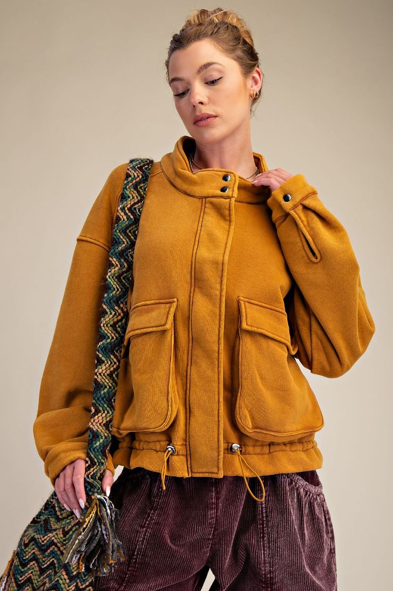 Wrap It Up Washed Zip-Up Bomber Jacket