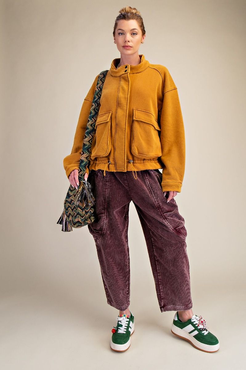 Wrap It Up Washed Zip-Up Bomber Jacket