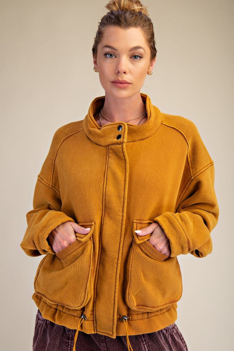 Wrap It Up Washed Zip-Up Bomber Jacket