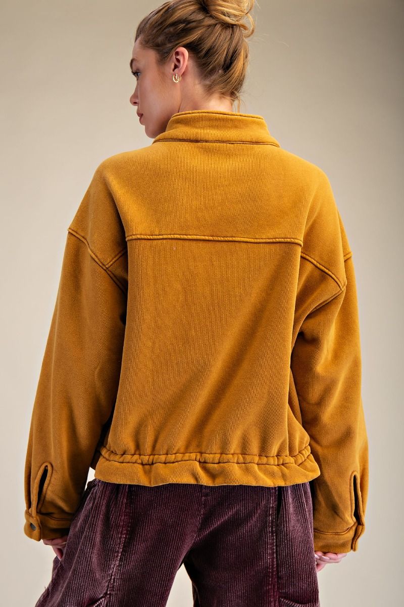 Wrap It Up Washed Zip-Up Bomber Jacket