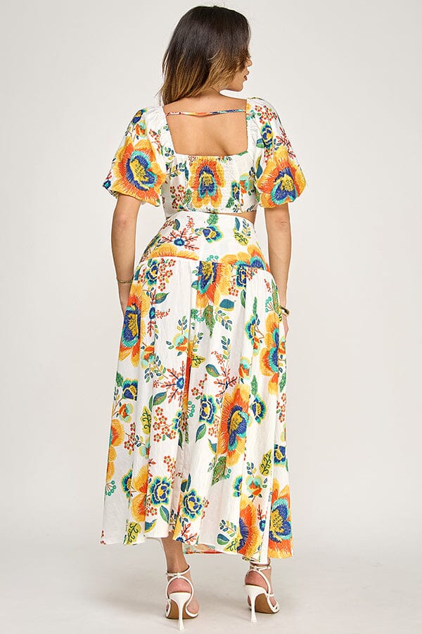 Floral Crop Top & Maxi Skirt Set : Love in Full Bloom