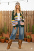 Wrap Up In Colorblock Long Sleeve Button Closure Cardigan
