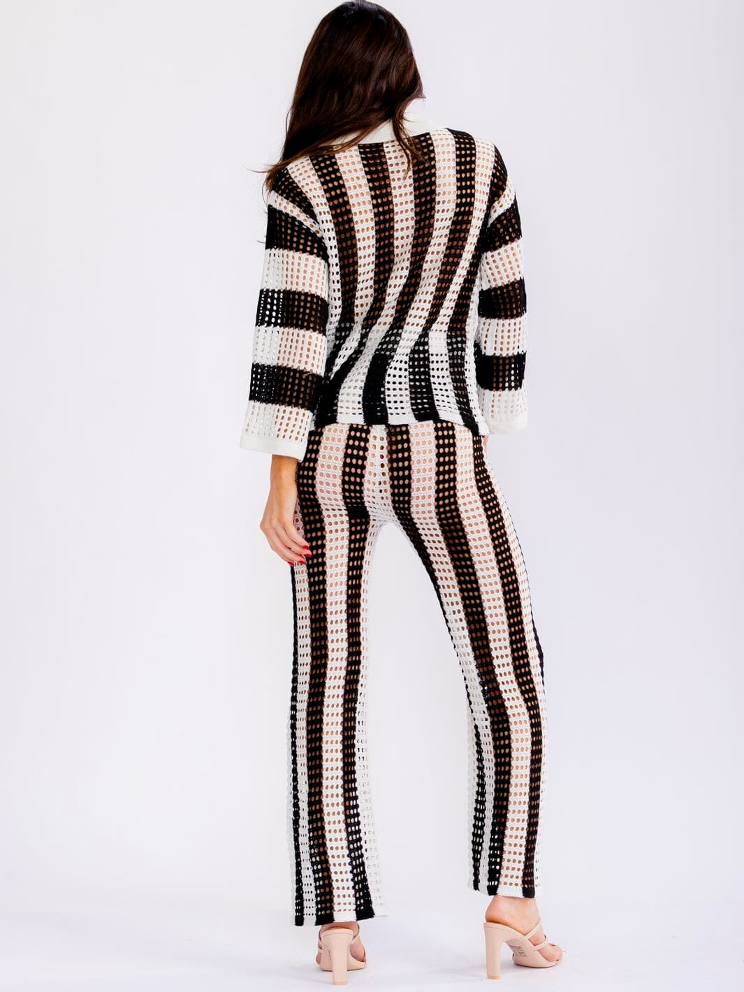 Black Colorblock Knit Top & Pants Set: Moments Like this