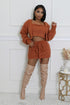 Knit Me Baby One More 3-Piece Knit Cardigan, Cropped Top & Skirt Set In Rust