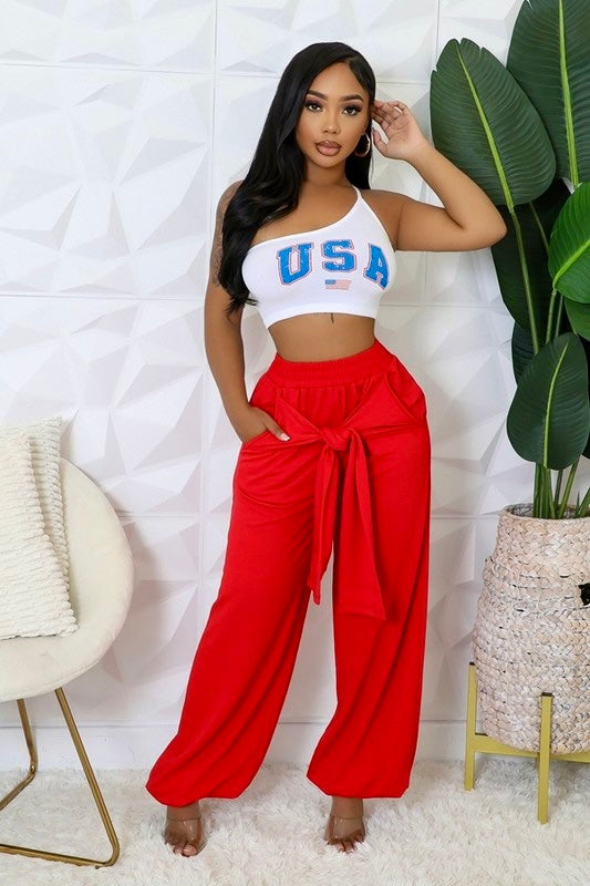 High-Waisted Pants: Twist of Fate Black Tie Front Stretch Pants