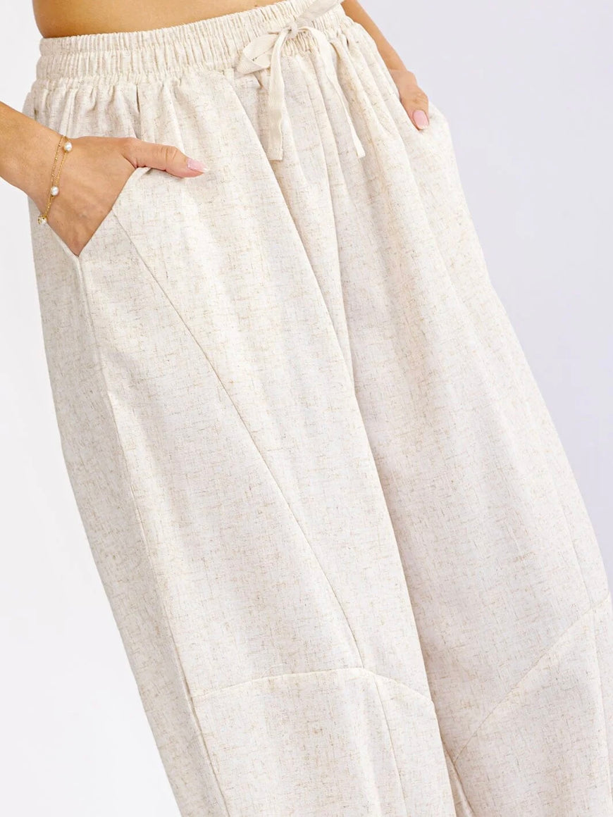 Elastic Waist Front Pockets Linen Pants: Easy Like Sunday Morning