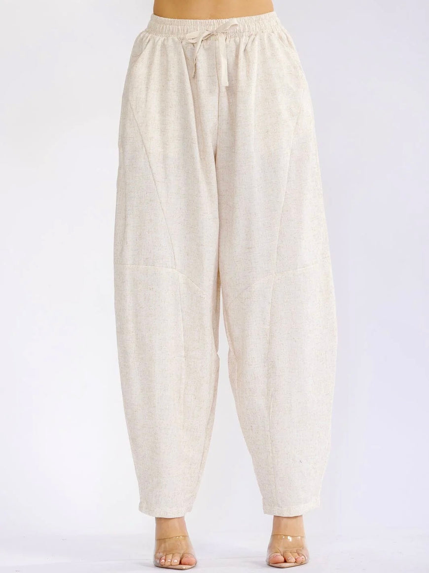 Elastic Waist Front Pockets Linen Pants: Easy Like Sunday Morning