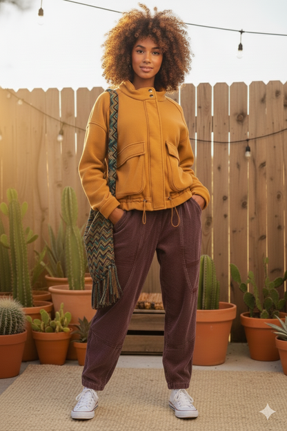 Wrap It Up Washed Zip-Up Bomber Jacket