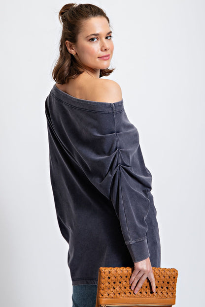 Asymmetric Oversized Off-Shoulder Tunic: Cutting Corners in Dark Navy