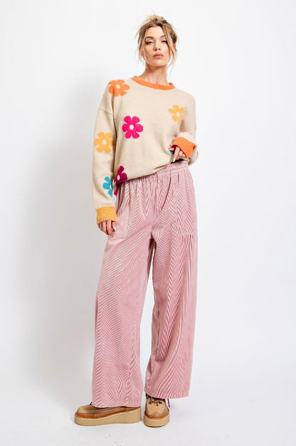 Wide Leg Corduroy Pants: Blush Crush