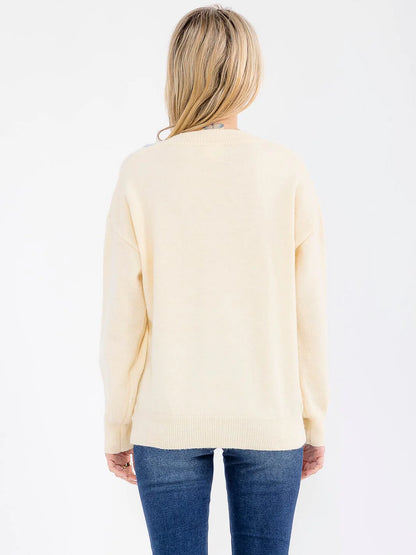 Long Sleeve Elegant V-Neck Floral Sweater: Bloom Where You’re Planted