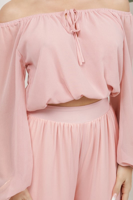 2-Piece Jogger Pant Set: Sweet Surrender Long Sleeve Crop Top With Jogger Pants