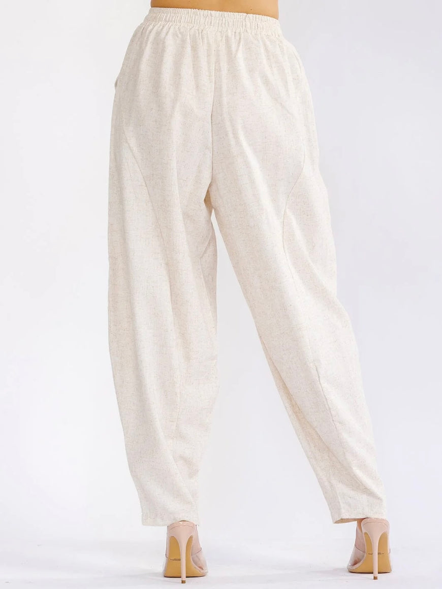 Elastic Waist Front Pockets Linen Pants: Easy Like Sunday Morning