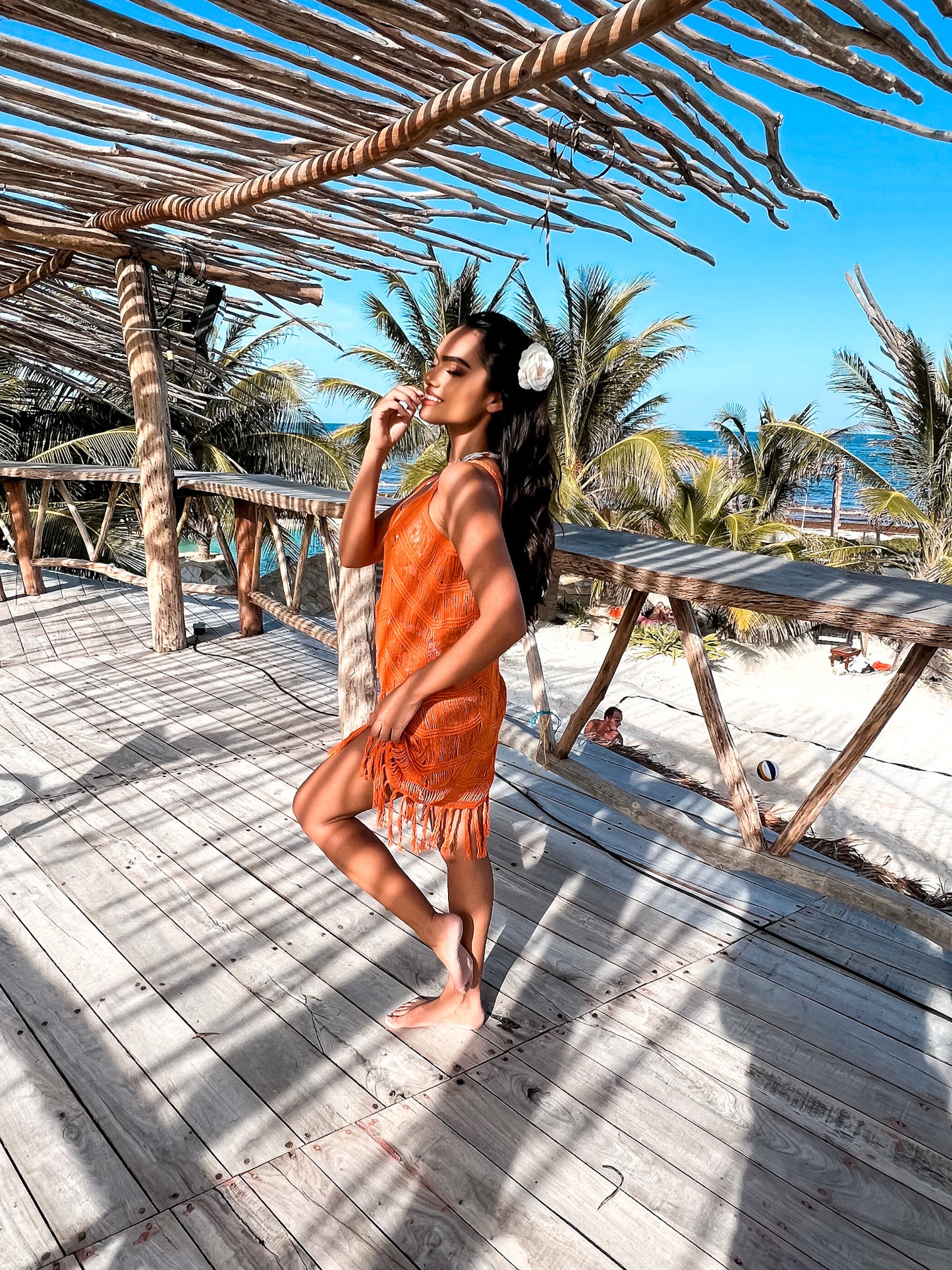 Crochet Cover Up Dress: Orange You Glad Asymmetric Hem