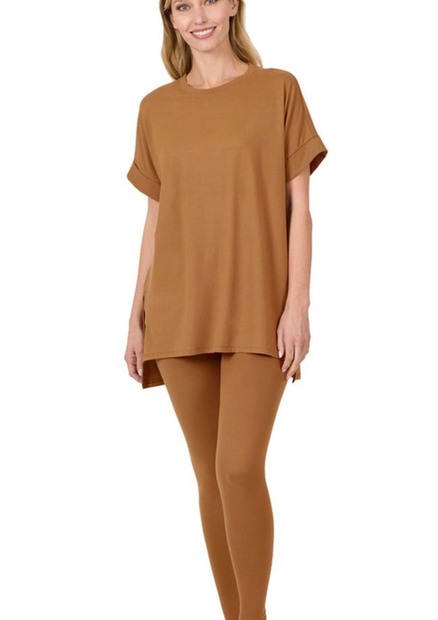 Chill Mode Activated Soft Loungewear Set in Deep Camel