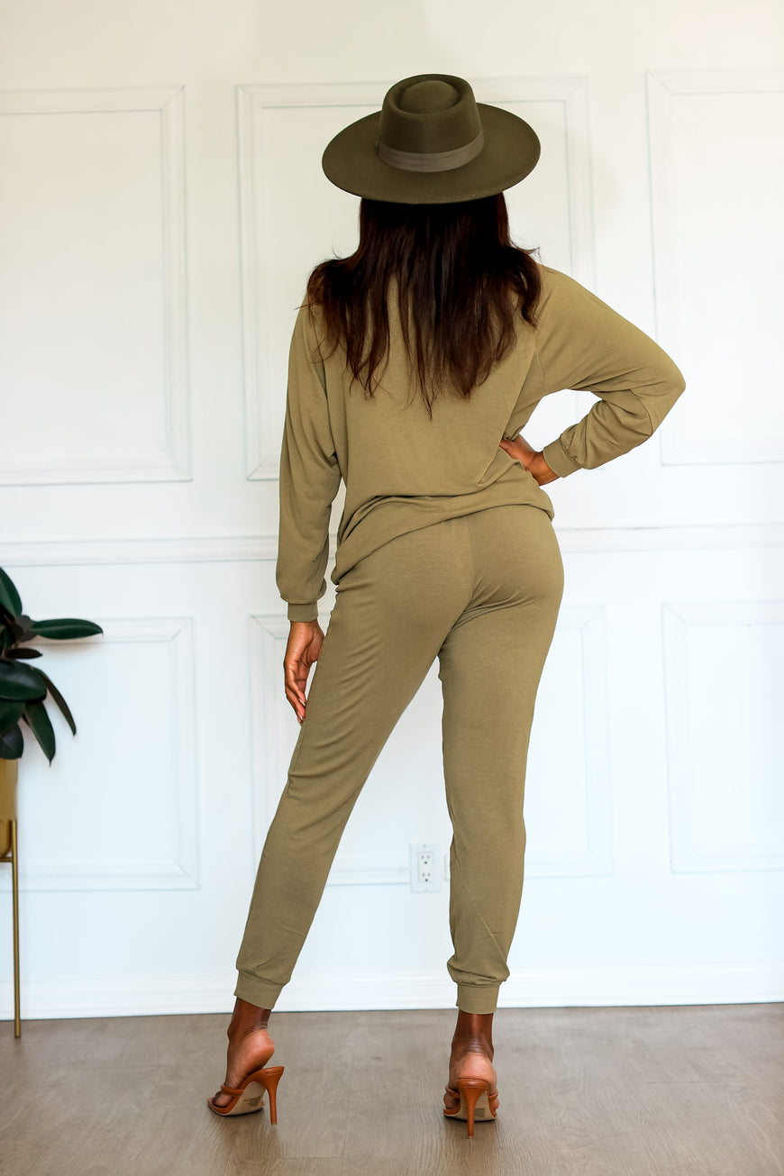 The ALL Day “Me Time” Cozy Lounge Set in Khaki