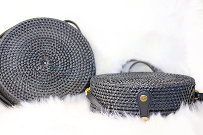 Leather Round Handcrafted Woven Bag