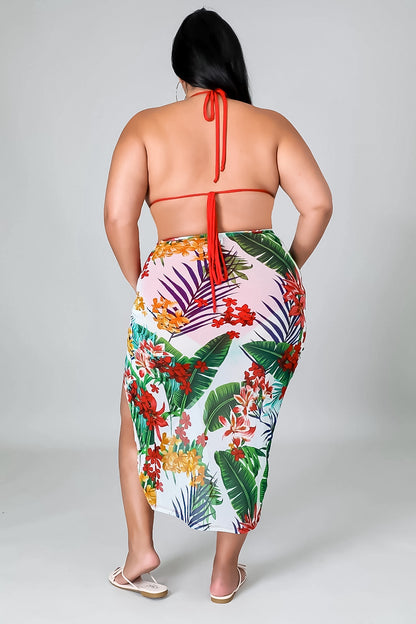 Plus Size Tankini 3 Piece Skirt Set: Oasis Delight