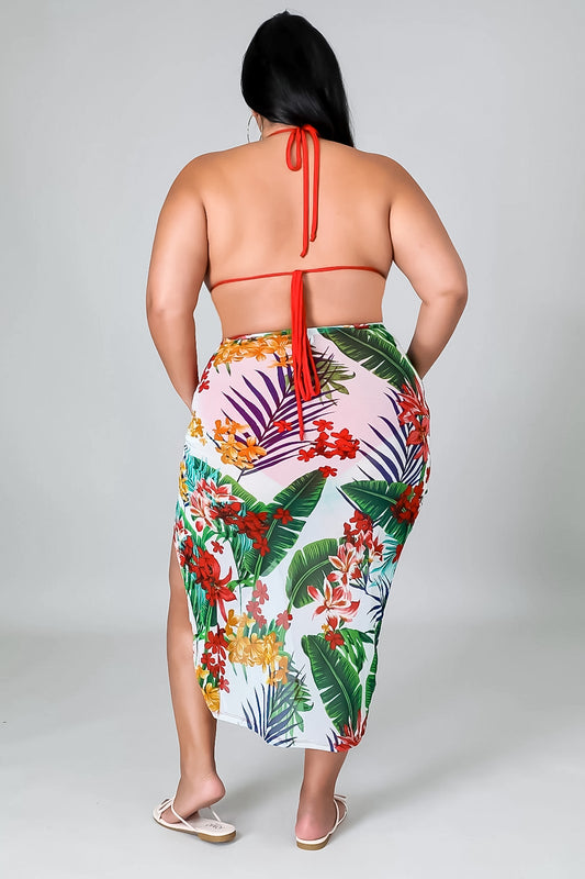 Plus Size Tankini 3 Piece Skirt Set: Oasis Delight