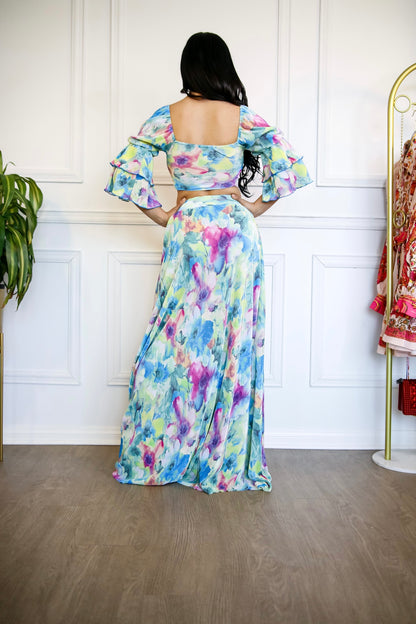 Feel Me Flow Ruffle Top & Maxi Skirt Ribbed Set